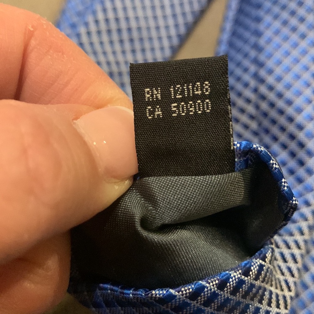 Checked Patterned Tie (Blue) - Picture 7 of 9